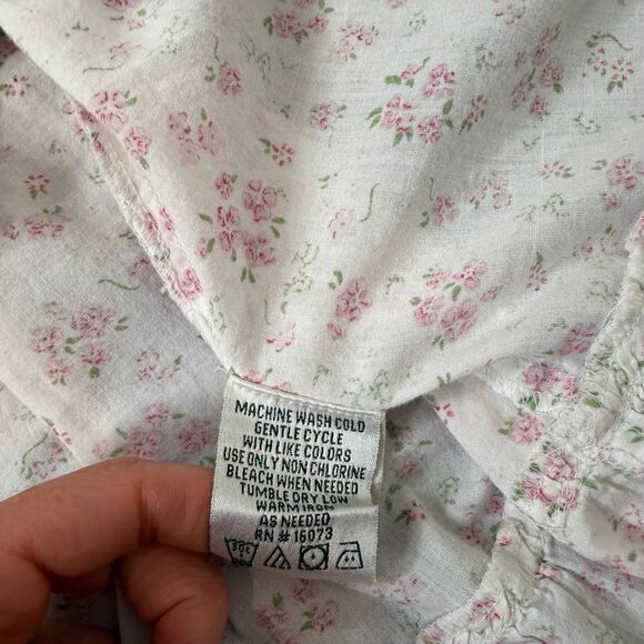 Vintage Nightgown small white pink lace Floral Sleeveless Cotton sleep Dress S - Picture 6 of 11